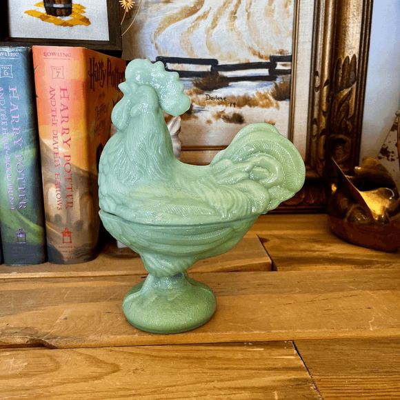 Mosser Glass Jadeite Glass Large Standing Rooster - Picture 2 of 6